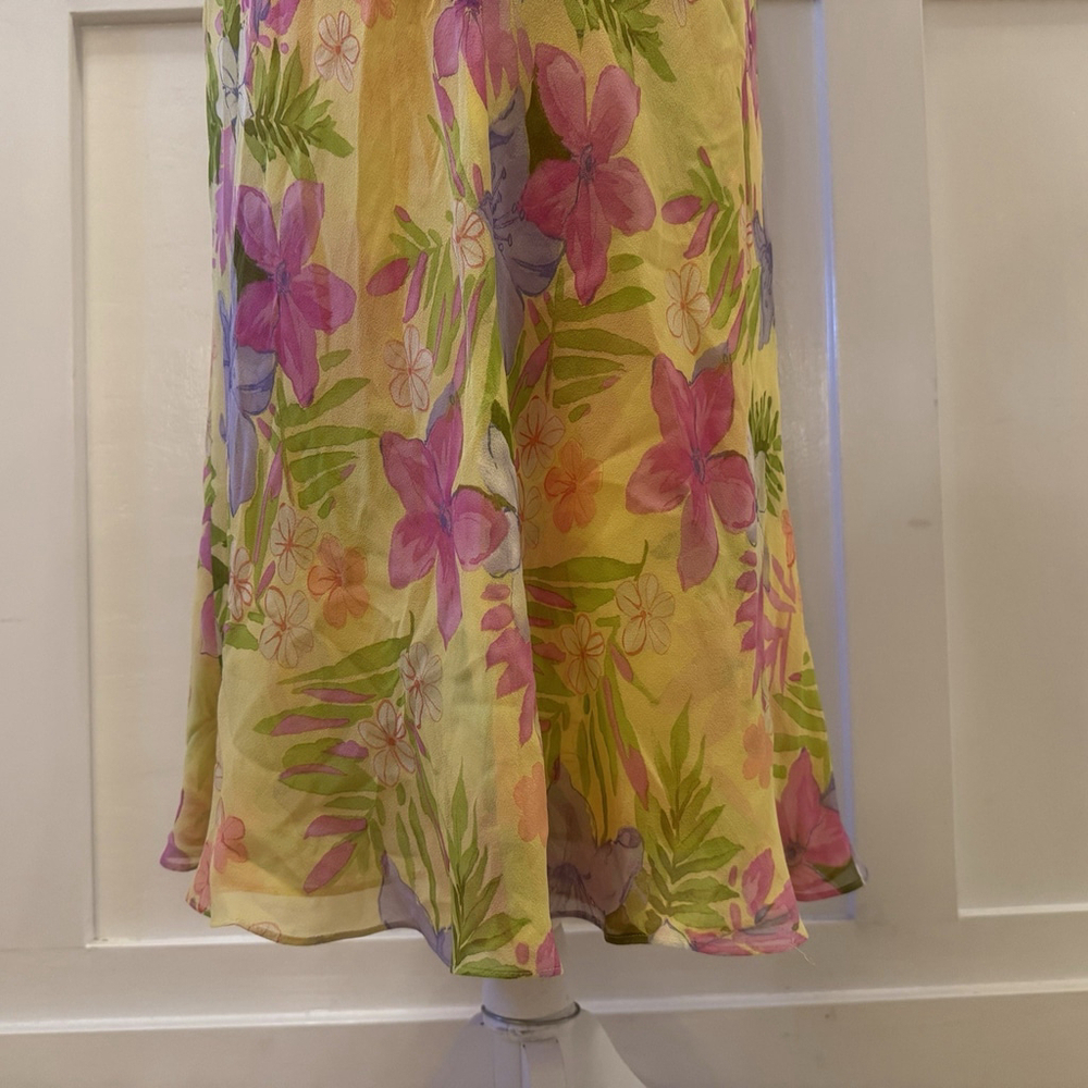 NWT Anne Klein Vintage 100% Silk Midi Dress Size:8 Designer Floral Double Layers - Picture 8 of 16